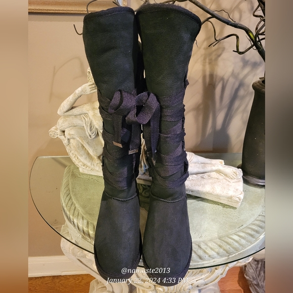 Australia Luxe Collective Bedouin X-Tall Suede Shearling Fur Lace Up Boots #704 - Picture 9 of 16